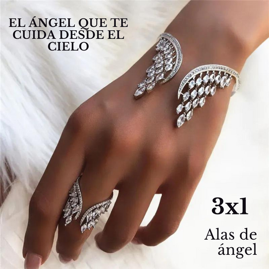 OFERTA 3X1  |Pulsera + Pendientes + Anillo "Tu ángel en el cielo"